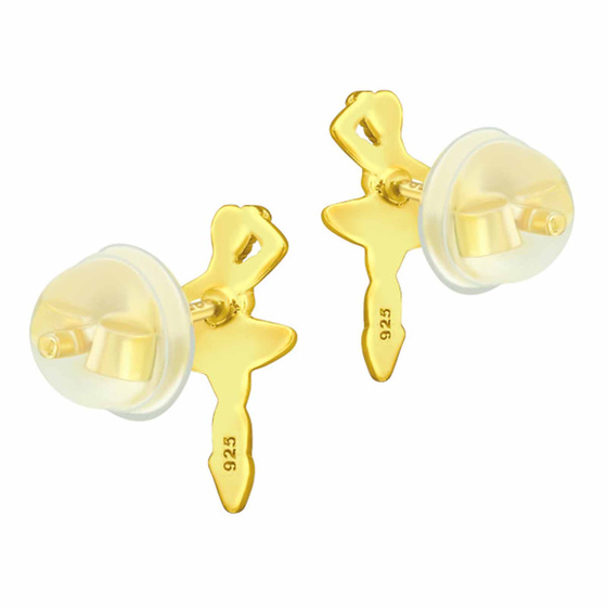 Premium Kinder Silber Ballerina Ohrstecker mit Kristall