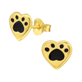 Herz Pfoten Kinder Ohrringe 925 Silber