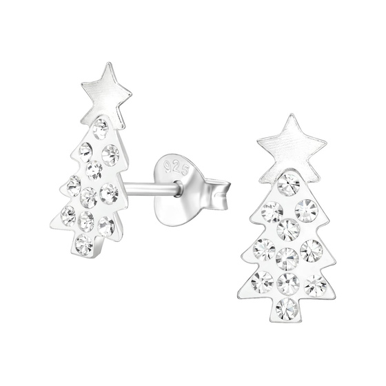 Weihnachtsbaum Kinder Ohrringe mit Kristallen 925 Silber