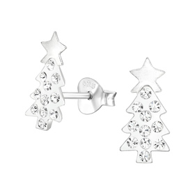 Weihnachtsbaum Kinder Ohrringe mit Kristallen 925 Silber