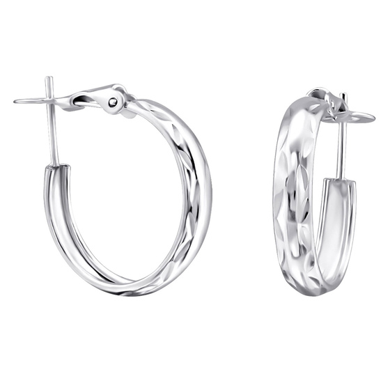 Auf dem Bild zu sehen sind Damen Ohrringe Klappcreolen aus 925 Sterling Silver echt Silber mit Durchmesser 22mm