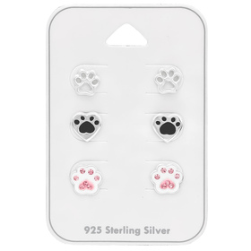 Pfotenabdruck Kinder Schmuckset 925 Silber