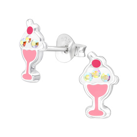 Eiscreme Kinder Ohrringe mit Kristallen 925 Silber