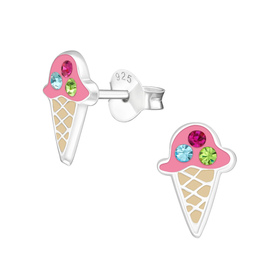 Eiscreme Kinder Ohrringe 925 Silber