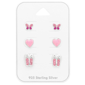 Rosa Kinder Schmuckset 925 Silber