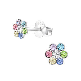 Blume Kinder Ohrringe mit Kristallen 925 Silber