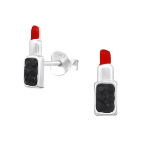 Lippenstift Kinder Ohrringe mit Kristallen 925 Silber