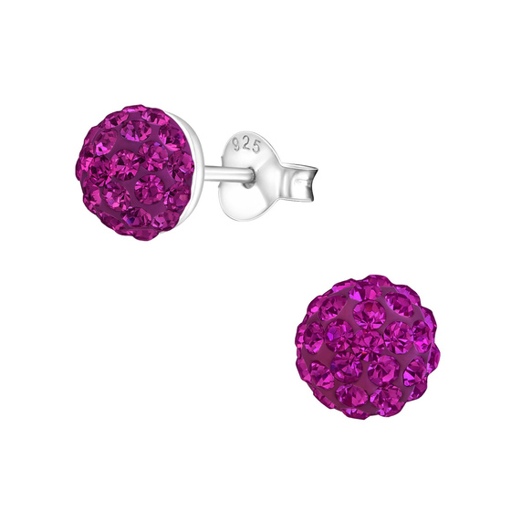 Runde Kinder Ohrringe mit Kristallen 925 Silber