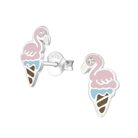 Flamingo Kinder Ohrringe 925 Silber
