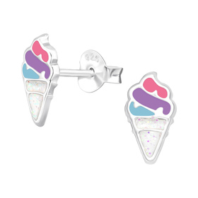 Eiscreme Kinder Ohrringe 925 Silber