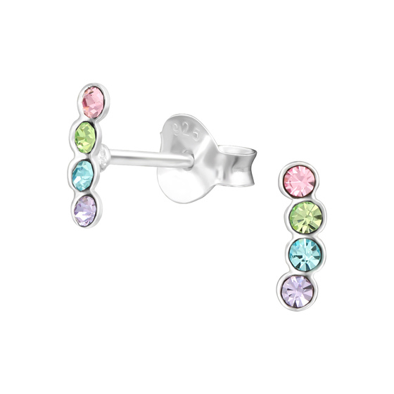 Geometrisch Kinder Ohrringe mit Kristallen 925 Silber