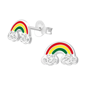 Regenbogen Kinder Ohrringe mit Kristallen 925 Silber