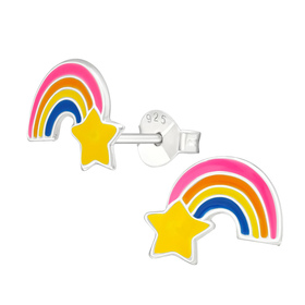 Regenbogen Kinder Ohrringe 925 Silber