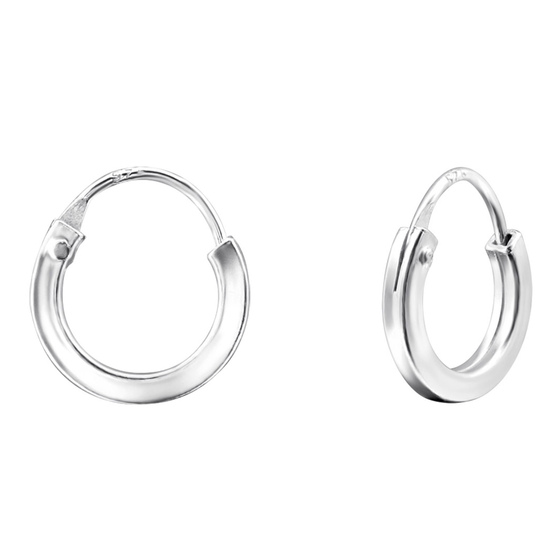 Auf dem Bild zu sehen sind Kid Ohrringe Creolen aus 925 Sterling Silver echt Silber mit Durchmesser 10mm