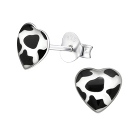 Kuhfell-Herz Kinder Ohrringe 925 Silber