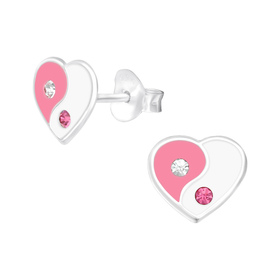 Yin-Yang Herz Kinder Ohrringe 925 Silber