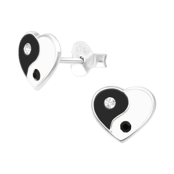 Yin-Yang-Herz Kinder Ohrringe 925 Silber