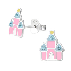 Schloss Kinder Ohrringe 925 Silber