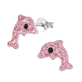 Delfin Kinder Ohrringe mit Kristallen 925 Silber