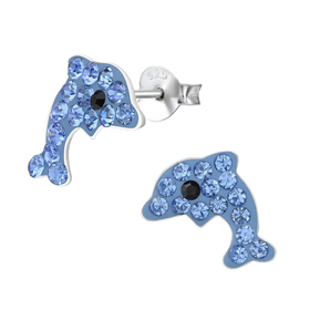 Delfin Kinder Ohrringe mit Kristallen 925 Silber