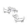 Auf dem Bild zu sehen sind Kinder Ohrringe Kurzhaar Dackel Ohrstecker aus 925 Sterling Silver echt Silber