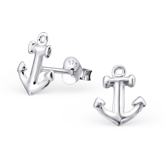 Auf dem Bild zu sehen sind Maritime Ohrringe Anker Ohrstecker aus 925 Sterling Silver echt Silber