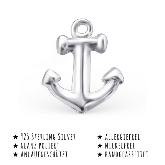 Das Bild mit Beschreibung zeigt Maritime Ohrringe Anker Ohrstecker aus 925 Sterling Silver echt Silber