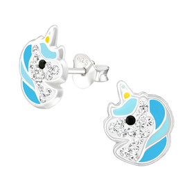 Einhorn Kinder Ohrringe mit Kristallen 925 Silber