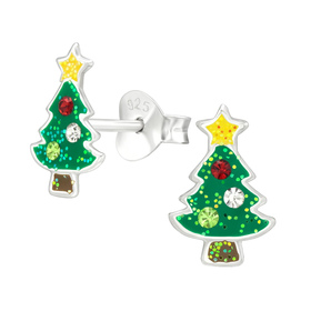 Weihnachtsbaum Kinder Ohrringe 925 Silber