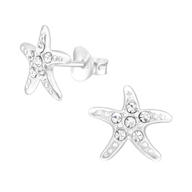 Stern Kinder Ohrringe mit Kristallen 925 Silber