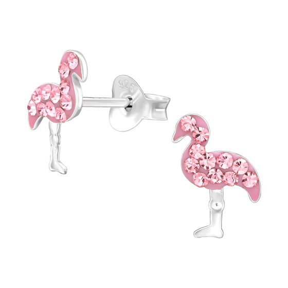 Flamingo Kinder Ohrringe mit Kristallen 925 Silber