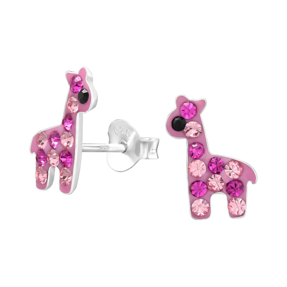 Giraffe Kinder Ohrringe mit Kristallen 925 Silber