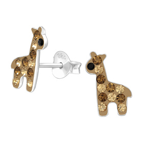 Giraffe Kinder Ohrringe mit Kristallen 925 Silber
