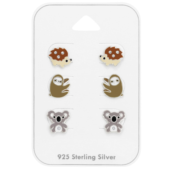 Igel, Faultier & Koala Kinder Schmuckset 925 Silber