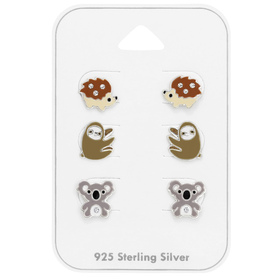 Igel, Faultier & Koala Kinder Schmuckset 925 Silber