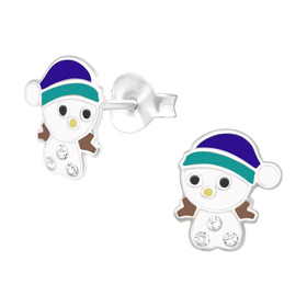 Schneemann Kinder Ohrringe 925 Silber