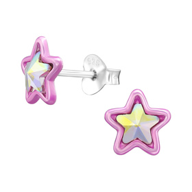 Stern Kinder Ohrringe mit Kristallen 925 Silber