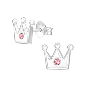 Krone Kinder Ohrringe mit Kristallen 925 Silber