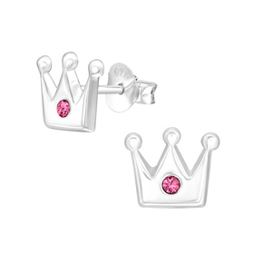 Krone Kinder Ohrringe mit Kristallen 925 Silber