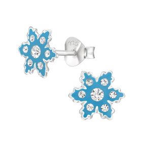 Schneeflocke Kinder Ohrringe mit Kristallen 925 Silber