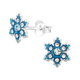 Schneeflocke Kinder Ohrringe mit Kristallen 925 Silber