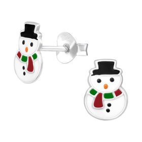 Schneemann Kinder Ohrringe 925 Silber