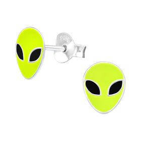 Alien Kinder Ohrringe 925 Silber