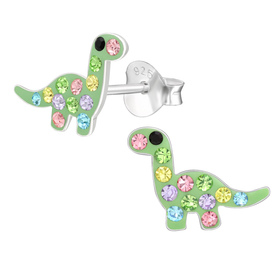 Dinosaurier Kinder Ohrringe mit Kristallen 925 Silber