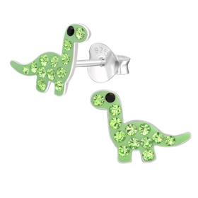 Dinosaurier Kinder Ohrringe mit Kristallen 925 Silber