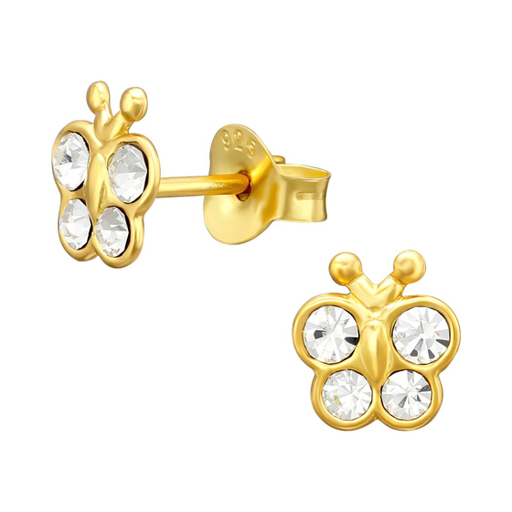 Schmetterling Kinder Ohrringe mit Kristallen 925 Silber