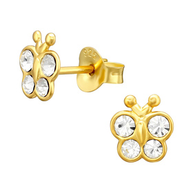 Schmetterling Kinder Ohrringe mit Kristallen 925 Silber