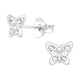 Schmetterling Kinder Ohrringe mit Kristallen 925 Silber