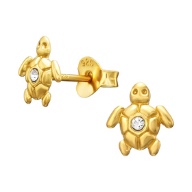 Schildkr�te Kinder Ohrringe mit Kristallen 925 Silber