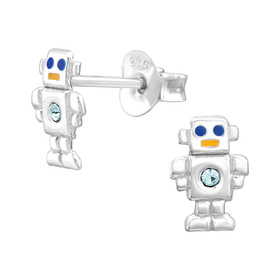 Roboter Kinder Ohrringe 925 Silber